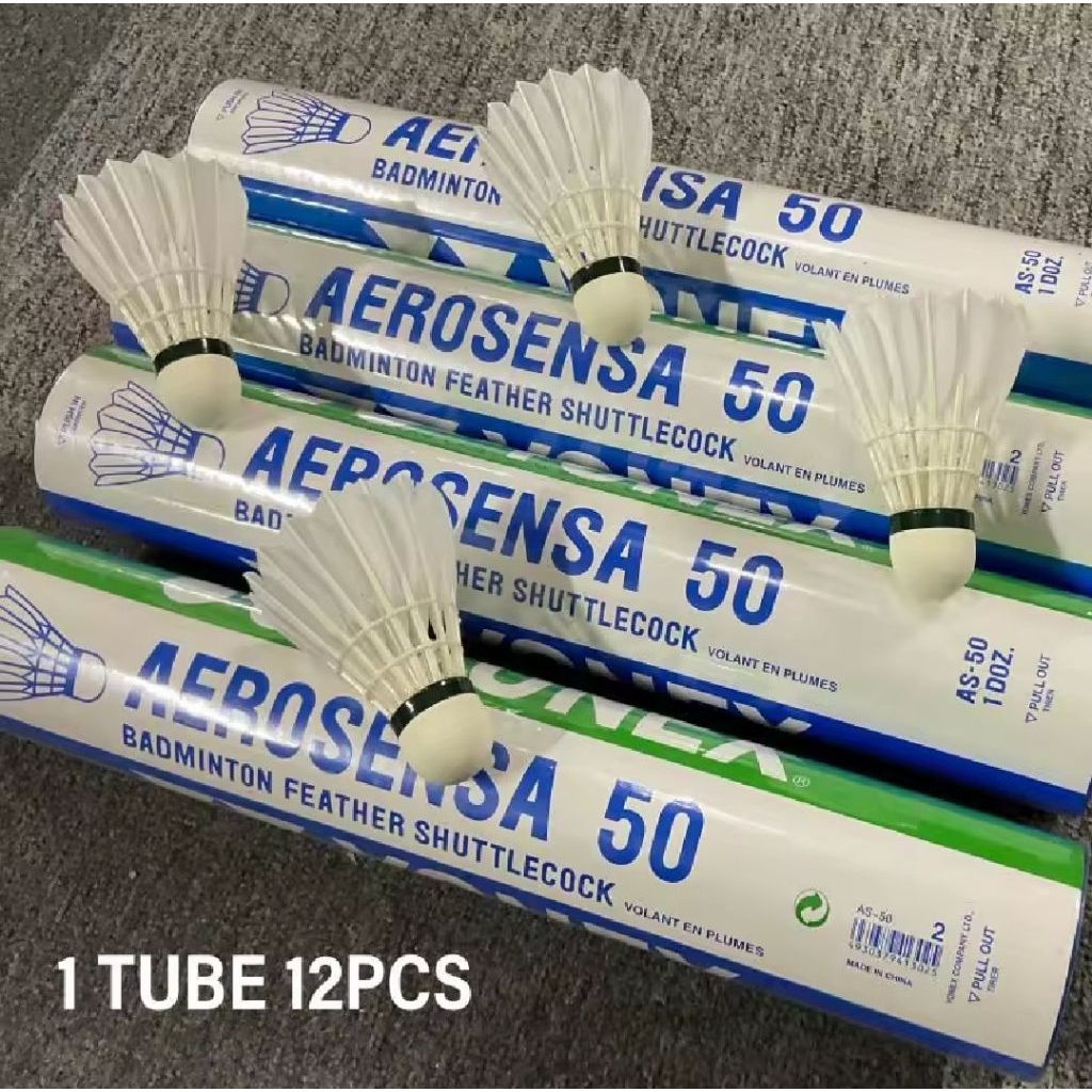 YONEX ลูกขนไก่ AS-50 มืออาชีพ ลูกขนไก่สำหรับแข่งแบตมินตันทําจากขนห่าน1หลอด 12ชิ้น made in china