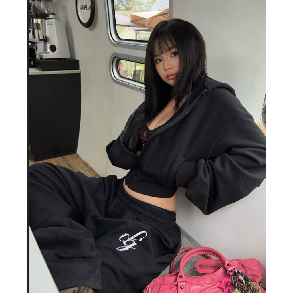 Pre-order (14-20days) แบรนด์เวียดนาม DANEJI | Basic cropped fleece jacket / Wide-leg fleece pants