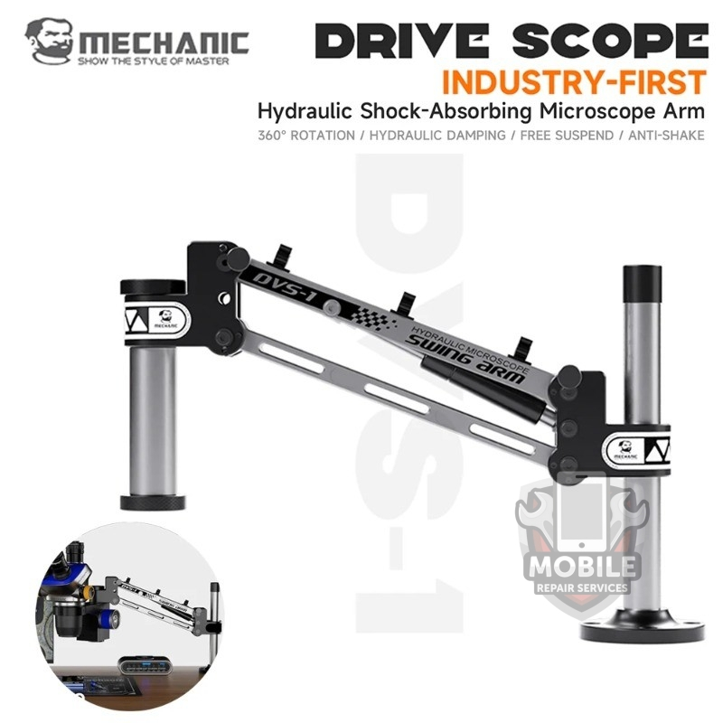 MECHANIC DVS-1 กล้องจุลทรรศน์ไฮดรอลิกดูดซับแขนสวิง 240-340 มม. สำหรับกล้องจุลทรรศน์ซ่อมอิเล็กทรอนิกส์ Mount Swing Arm To