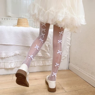 🌸พร้อมส่ง🌸ถุงน่องตาข่ายติดโบว์เด็กผู้หญิง เกรดดี ใส่ออกงาน