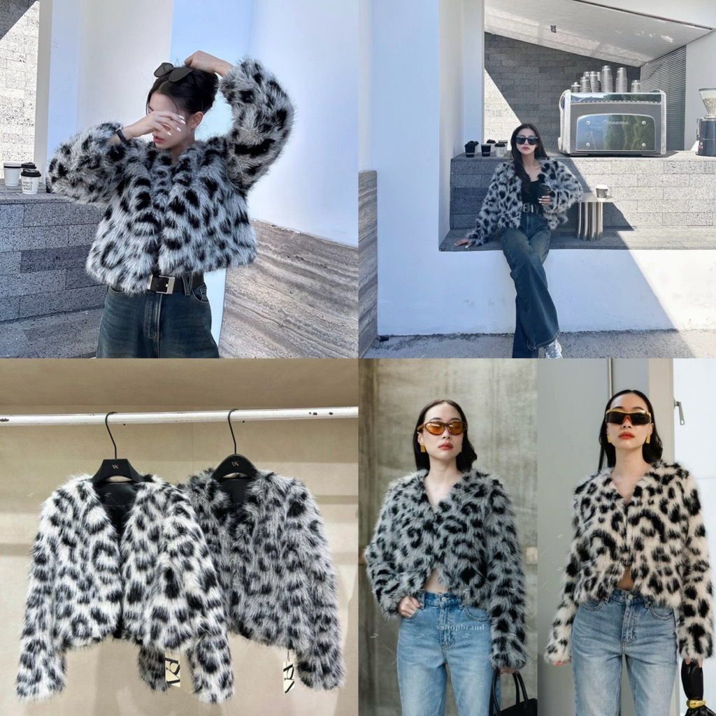 เสื้อคลุมขนเฟอร์ ลายเสือดาว ส่งฟรีแบบด่วน!! พร้อมส่ง งานคุณภาพ NEW ARRIVAL