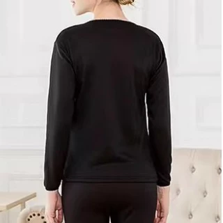 Plus size~Cold resistance -15℃ ชุดเสื้อผ้าชุดชั้นในกันหนาวสำหรับผู้ชายและผู้หญิง ชั้นฐานคอกลมกำมะหยี่หนา (เสื้อ+กางเกง)