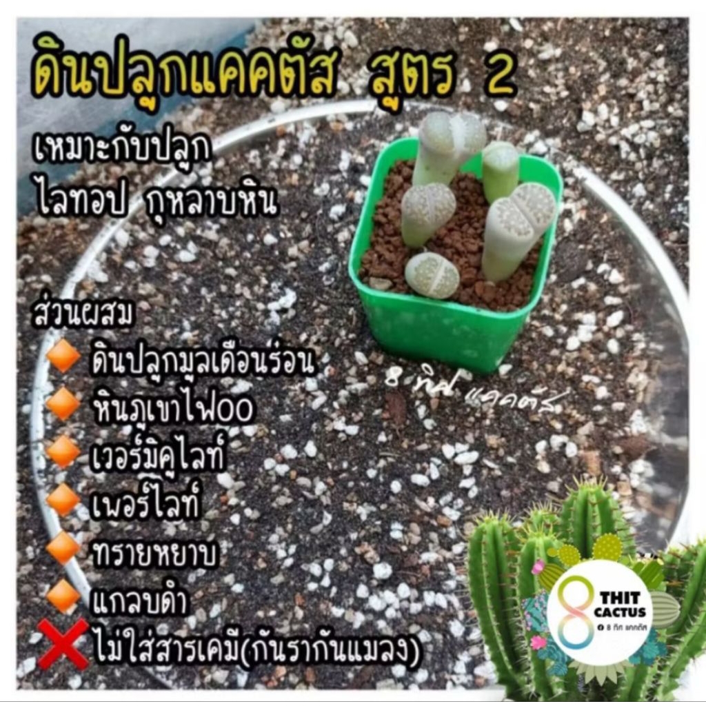 // ดินปลูกแคคตัส สูตร 2 // 1ลิตร ราว800-900กรัม// เหมาะกับ ไลทอป กุหลาบหิน ไม่ผสมสารเคมี