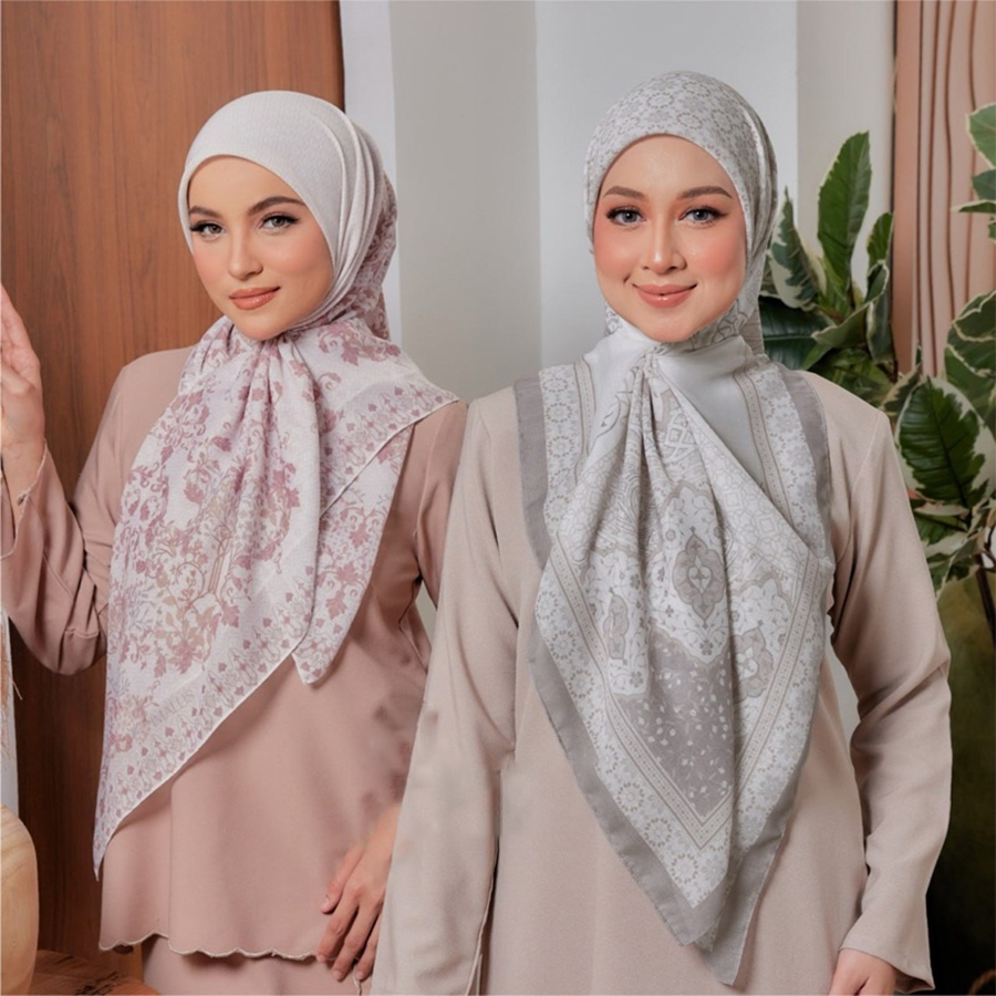 พิมพ์ Headscarf Field 45 Bawal ลาย Hijab ผ้าฝ้ายพรีเมี่ยม Voile มุสลิมรูปร่าง
