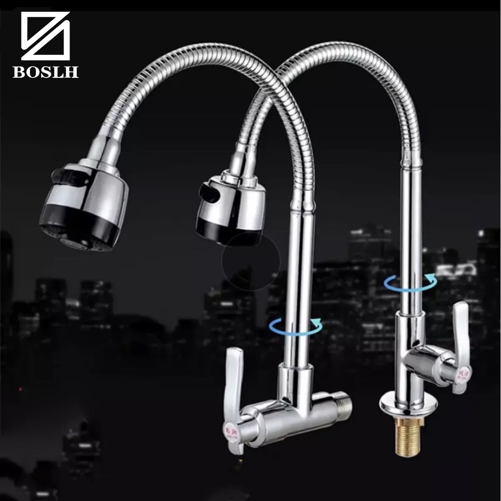 BOSLHก๊อกน้ำซิงค์ แบบตั้ง /ก๊อกน้ำซิงค์ แบบติดผนัง ปรับได้ 2 ระดับ หมุนได้360 ก๊อกซิงค์ยืน-นอน วัดุสสุดพรีเมี่ยม