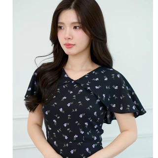 Pixie Crystal Dress (Black) เดรสลายดอก เดรสทำงาน เดรสสั้น