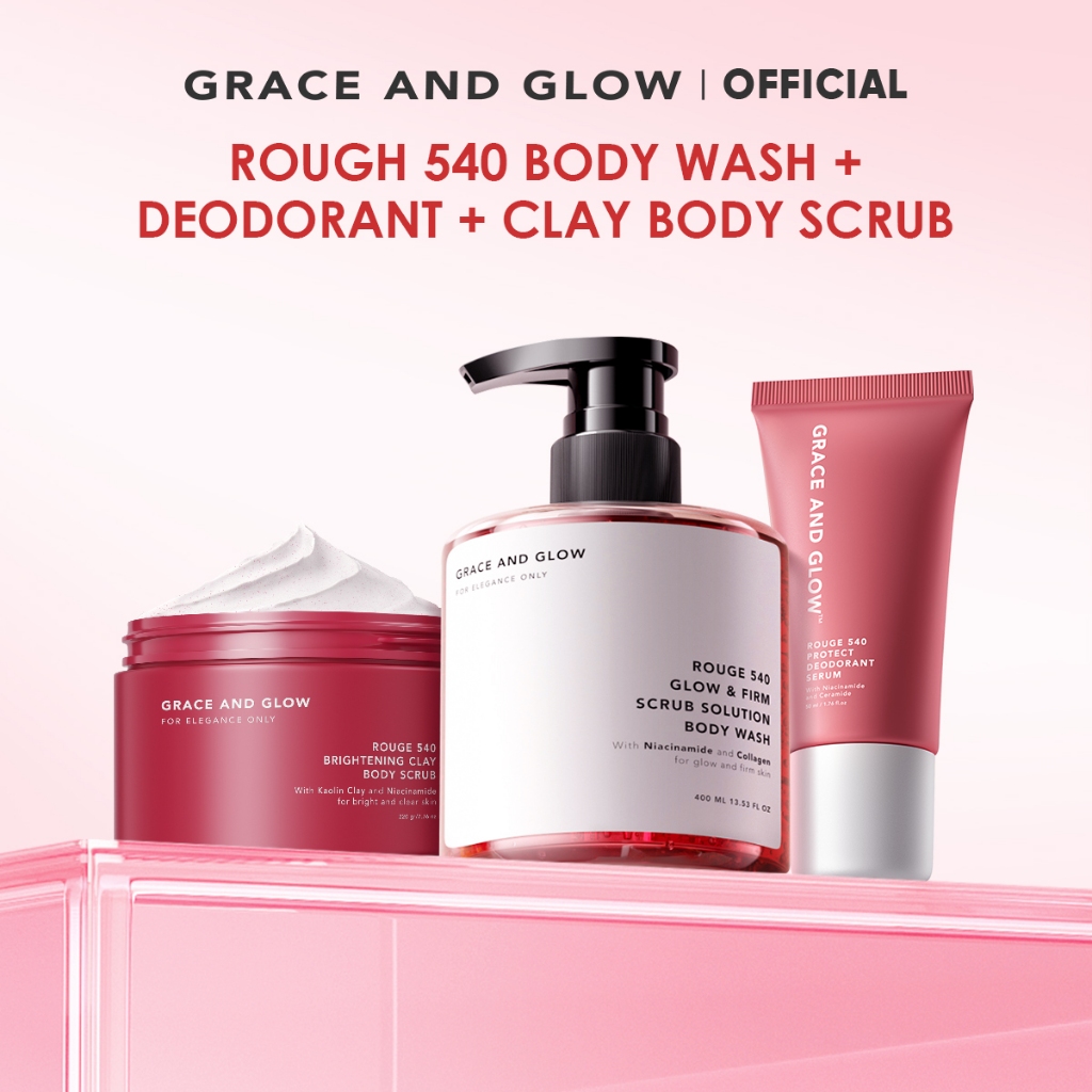 [เซต] Grace and Glow Rouge 540 Glow Body Wash + Body Serum + Body Scrub + Deodorant