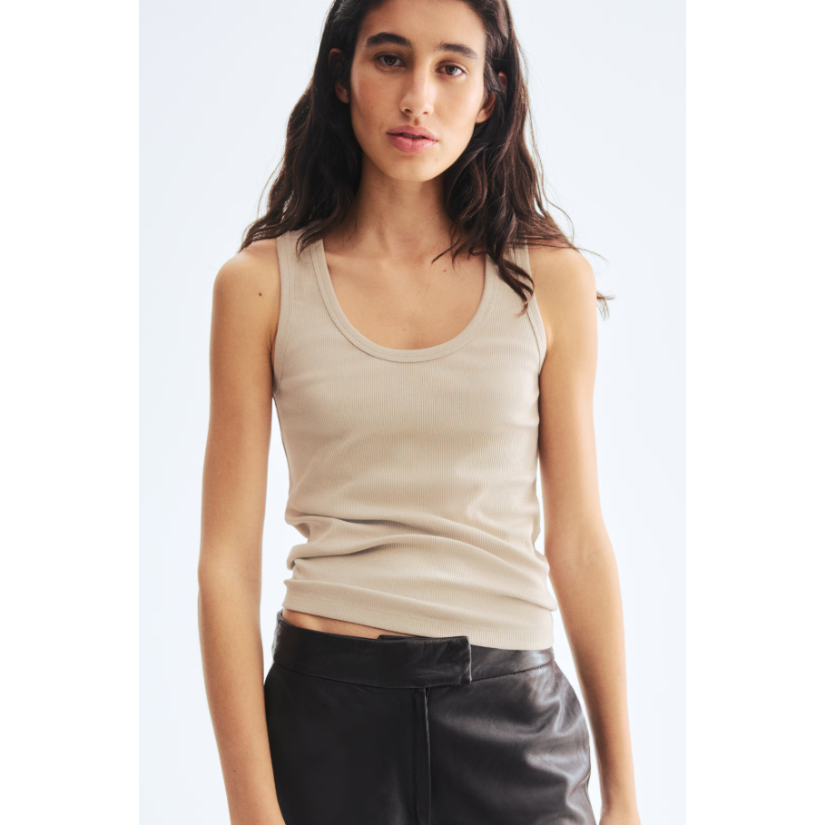 H&M(เอชแอนด์เอ็ม) เสื้อกล้ามผ้าคอตตอนริบ Women Ribbed cotton vest top 1318958_1