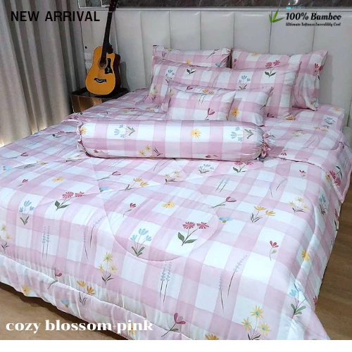 At Bed ชุดผ้าปูและผ้านวม Bamboo 1000 เส้นด้าย ลาย Cozy Blossom Pink thumbnail 4