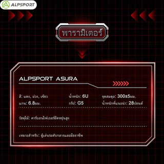 ALPSPORT AXL Asura ไม้แบดมินตัน 6U G5 คาร์บอน 75g ตีแรง คุมง่าย สูงสุด 30 ปอนด์ พร้อมกระเป๋า (ส่งจากไทย)Badminton Racket
