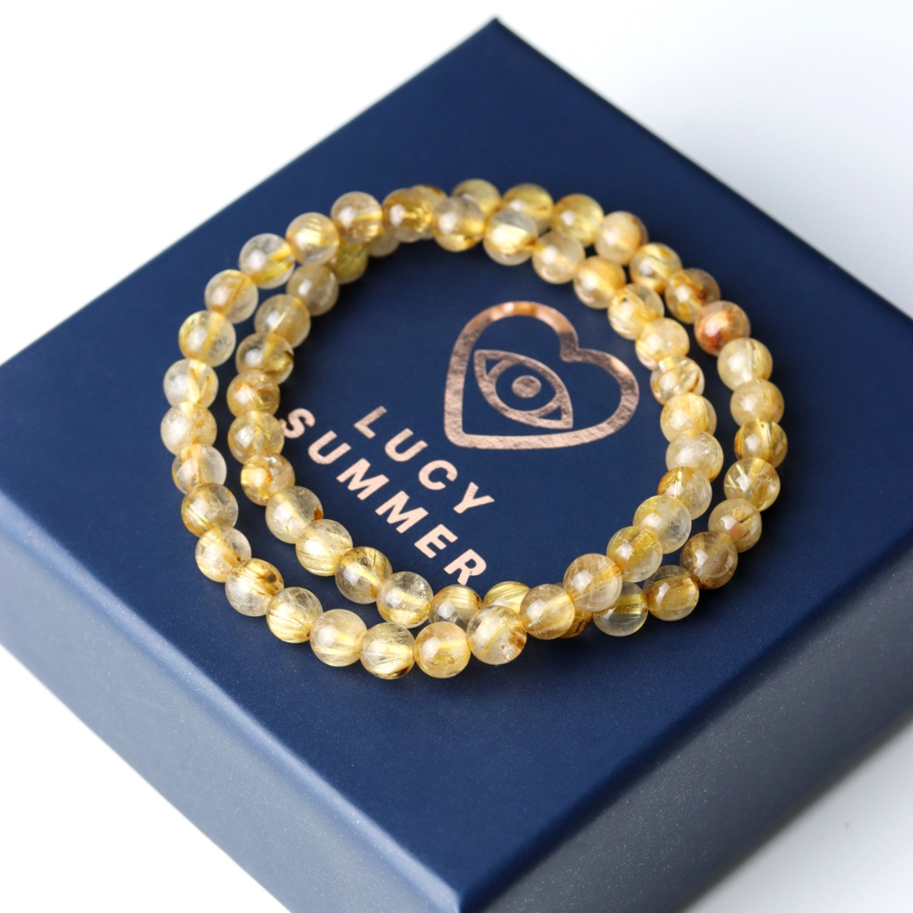 LUCYSUMMER กำไลข้อมือหิน ไหมทอง Gold Rutilated Quartz หินแห่งความมั่งคั่งร่ำรวย ดึงดูดทรัพย์ โชคลาภ