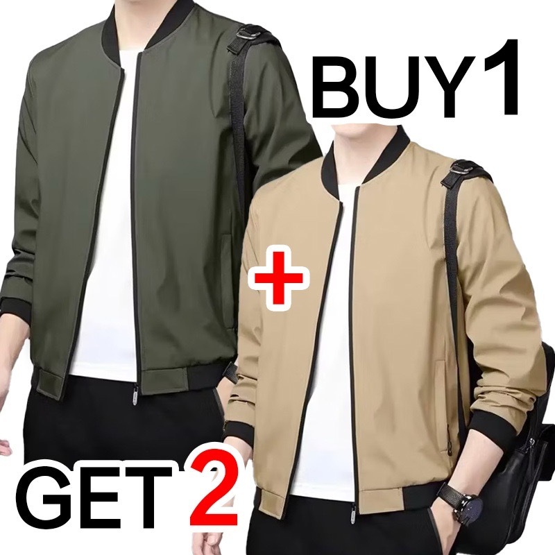 เสื้อแจ็คเก็ตบอมเบอร์สไตล์เกาหลี ยูนิเซ็กส์ ซิปเรียบๆ ทรงลำลอง ขนาด M-XXL