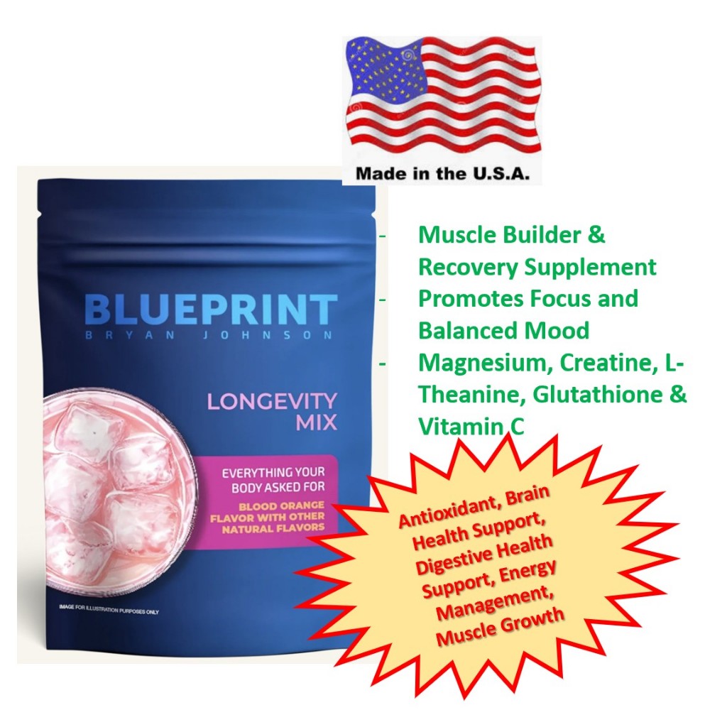 Blueprint Bryan Johnson Longevity Mix - ผงชงดื่มเสริมสร้าง และ ฟื้นฟู กล้ามเนื้อ รสส้ม - Muscle Buil