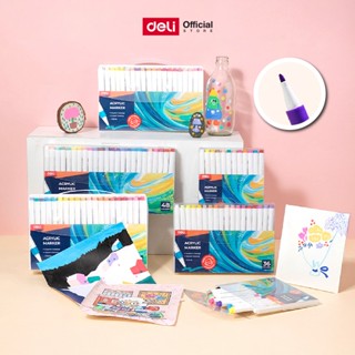 ปากกาสีอะคริลิค Deli 1 หัว ชุด 12/24/36/48/60 สี สีสด เขียนล…
