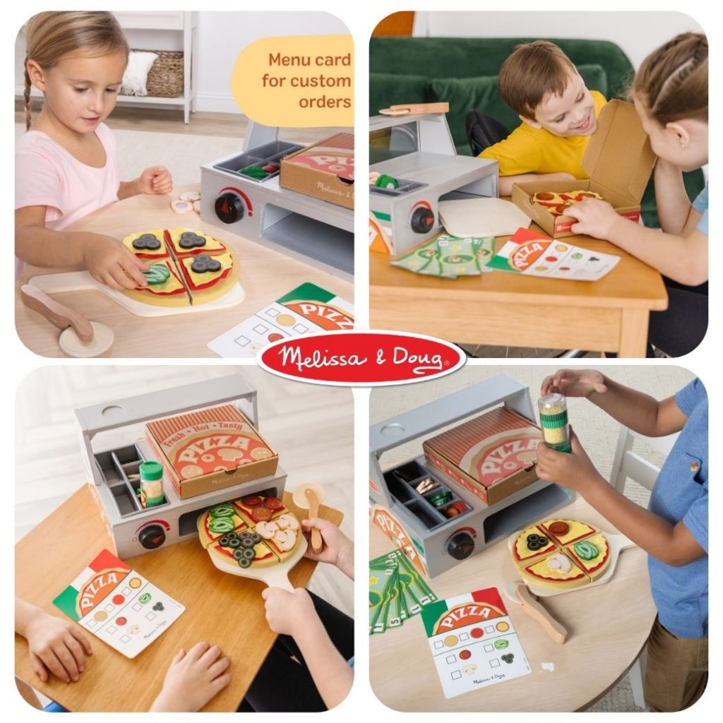 (ของแท้ USA) ของเล่นพิซซ่า อุปกรณ์เยอะมากTop & Bake Pizza Counter Melissa & Doug ของเล่นเด็ก 9465 - รูปที่ 5