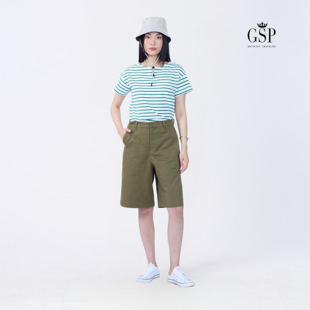 GSP Woman's Pants Chino short กางเกงผู้หญิง ขาสั้น สีเขียวเข้ม P9YDDR - รูปที่ 4