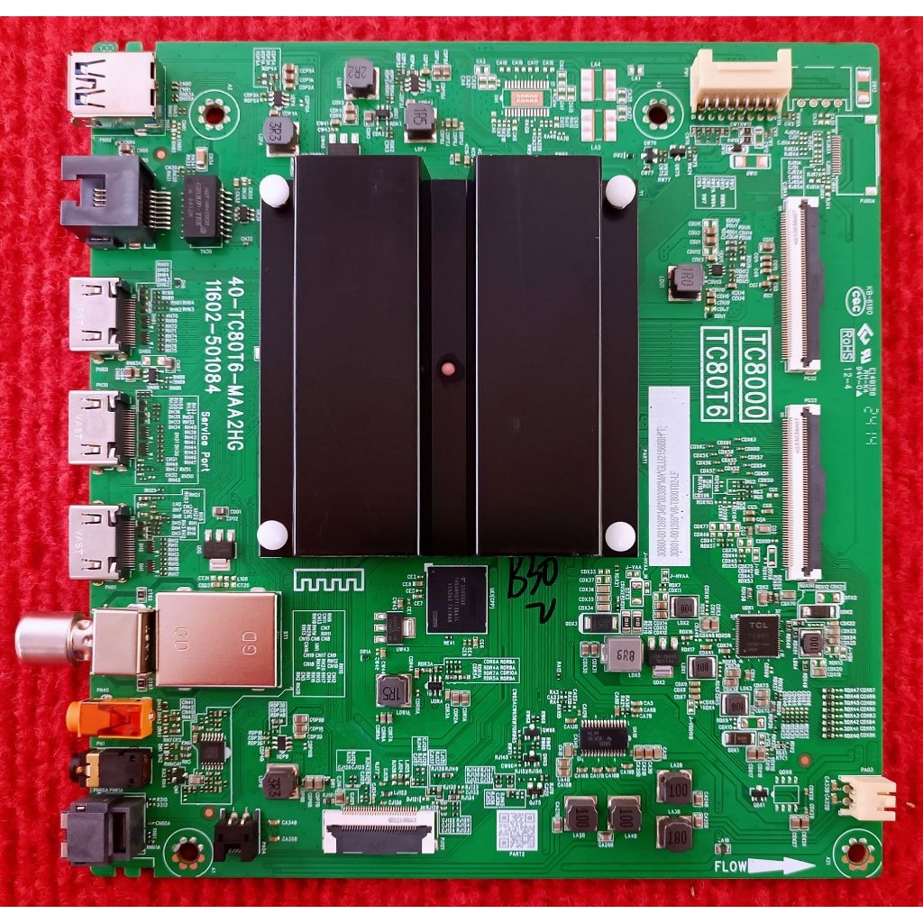 เมนบอร์ดทีวี TCL รุ่น 43P79B , 43P755 , 43C655 พาสบอร์ด 40-TC80T6-MAA2HG อะไหล่แท้ของถอดจากเครื่องให