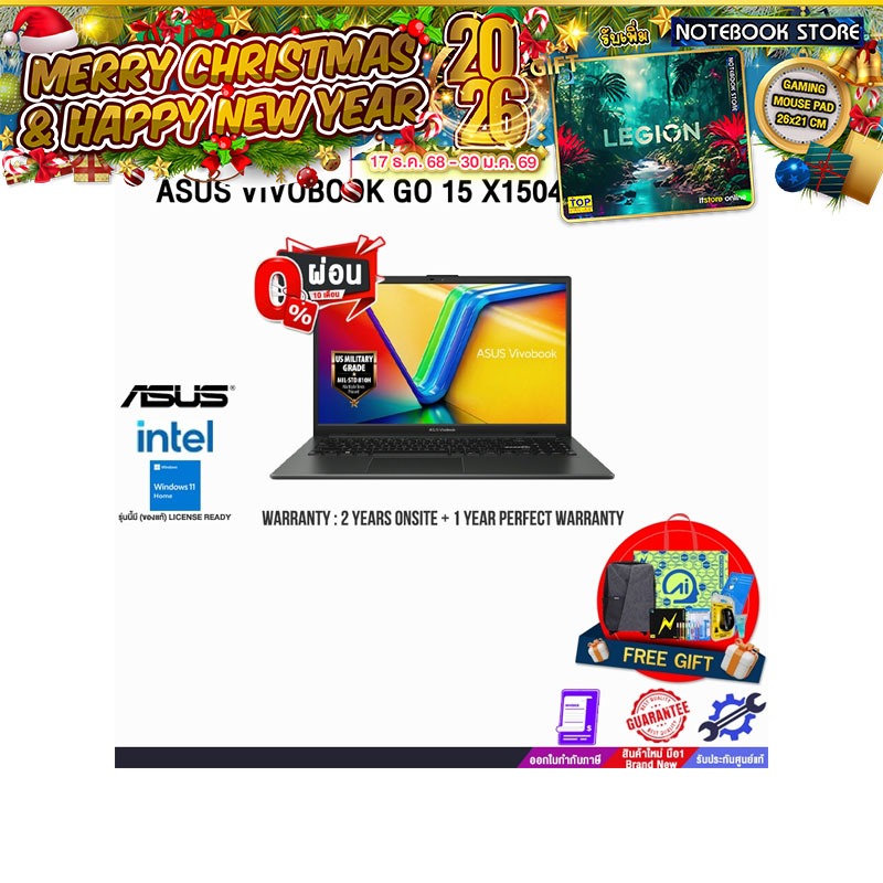 [ผ่อน0%10ด.]ASUS VIVOBOOK GO 15 X1504GA-BQ333W/i3-N305/ประกัน2YearsOnsite+1YearPerfectWarranty/BY NO