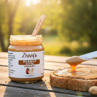 เนยถั่วลิสงครีมมี่ 100% | Creamy Peanut Butter | โปรตีนจากพืช ไฟเบอร์สูง ไม่มีน้ำตาล เกลือ และน้ำมันเพิ่ม | Zivvy's