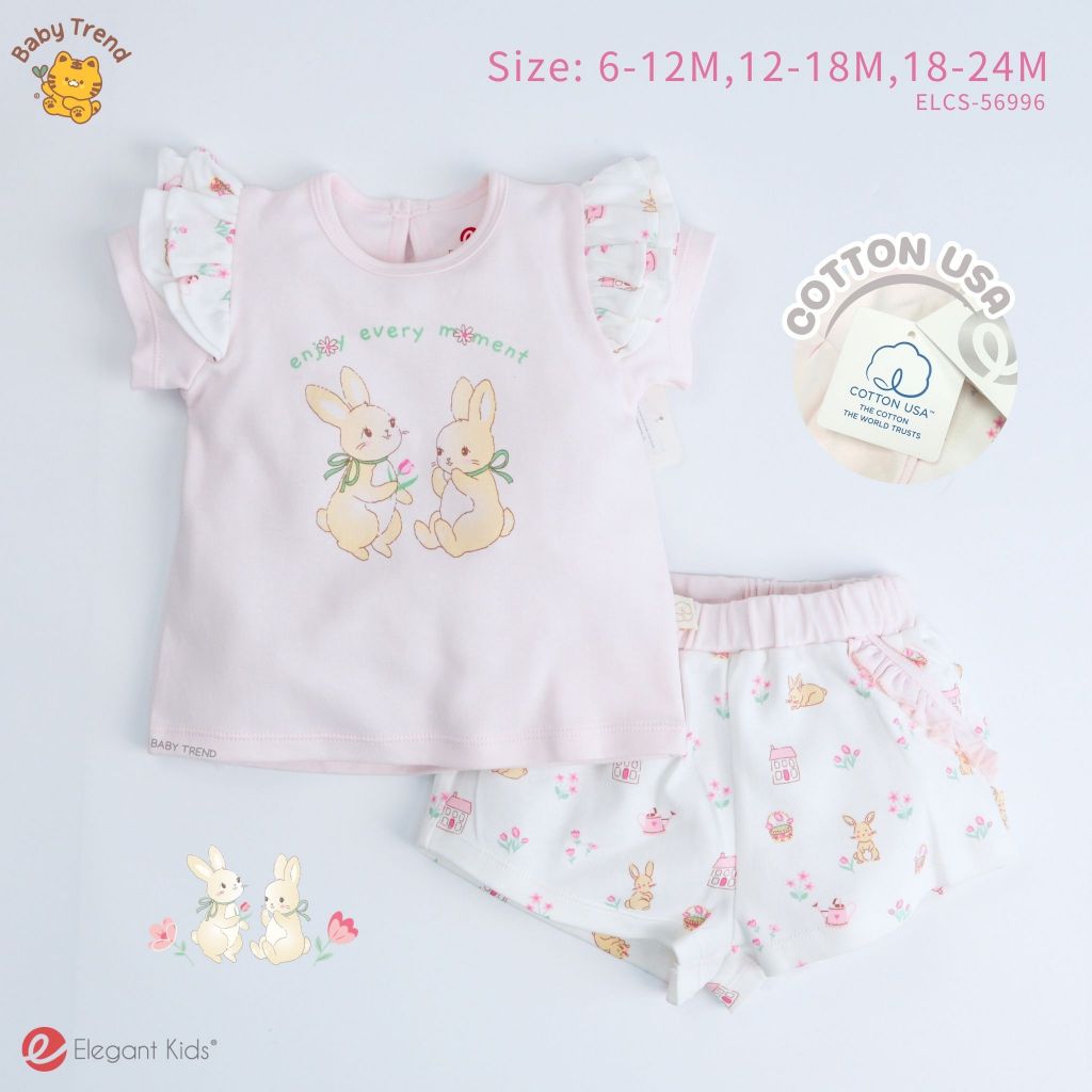 Elegant Kids ชุดเด็กผู้หญิง6-24เดือน เสื้อแขนสั้น+กางเกงขาสั้น Rabbit Cottage Co