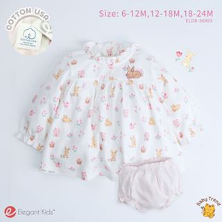 Elegant Kids ชุดลูกสาว 6-24 เดือน ชุดเดรสกระโปรงแขนตุ๊กตายาว…