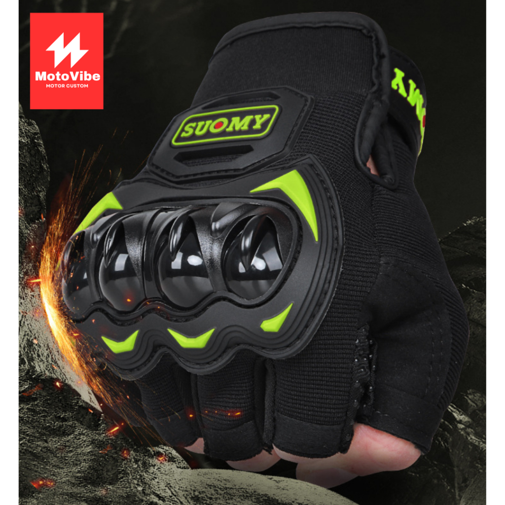 SUOMY ถุงมือมอเตอร์ไซค์ครึ่งนิ้ว รุ่น SU-33H สนับมือแข็ง กันลื่น ซับแรง คละสี