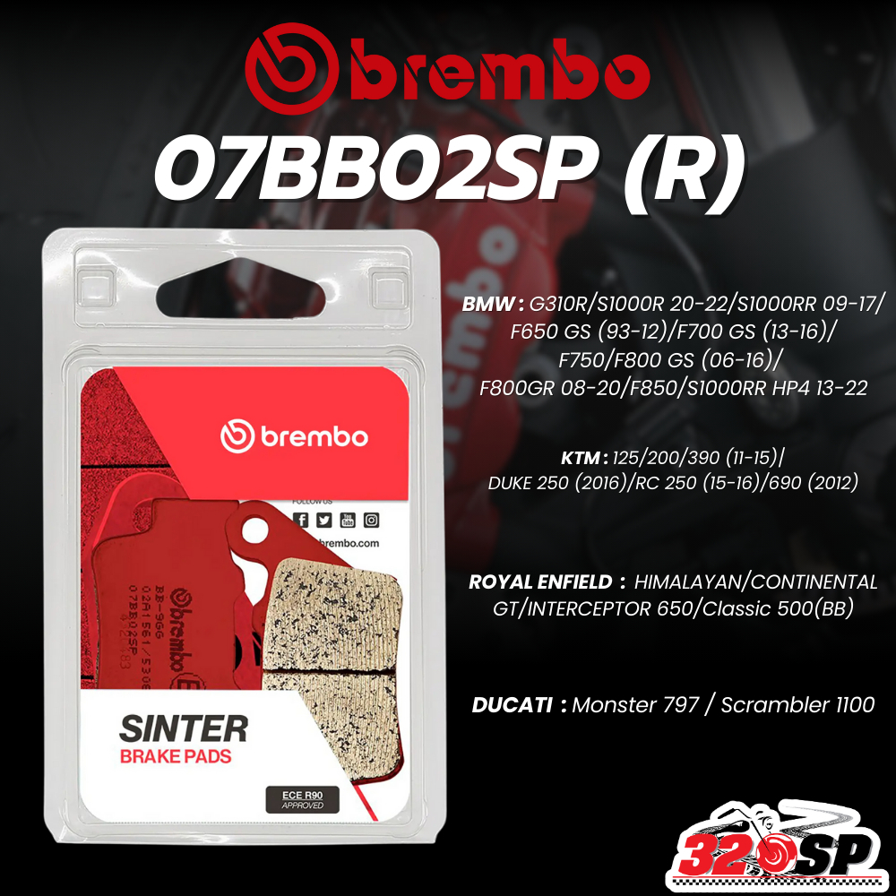 ผ้าเบรค BREMBO SINTER รหัส 07BB02SP สำหรับ HONDA/YAMAHA/BMW/DUCATI/KTM/royal enfield เฉพาะรุ่น ส่งไว