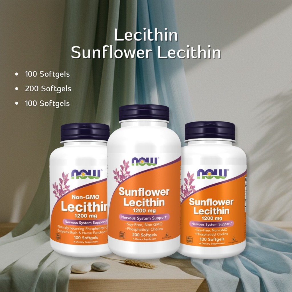 (ของแท้) Now Foods เลซิติน | Lecithin, Sunflower Lecithin, 1200 mg. 100/200 Softgels