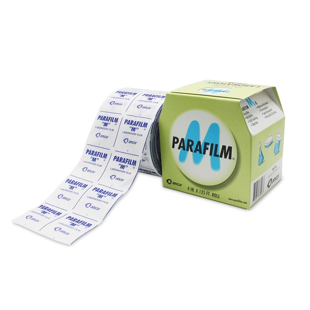 พาราฟิล์ม เอ็ม (Parafilm M) ขนาด 4 นิ้ว x 125 ฟุต แบรนด์ AMCOR, U.S.A.