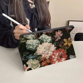🚀จัดส่งทันที🚀case iPad Oil painting flowers Gen12 Pro11 Gen9 Air5 mini7 cuteghost เคสไอแพด Gen9/8/7