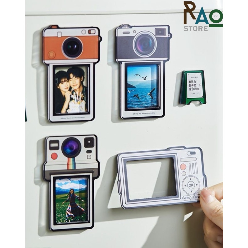 RAO Store พร้อมส่ง กรอบอะคริลิคเป็นแม่เหล็กติดตู้เย็นรูปกล้อง ใส่รูปภาพแปะตู้เย็นน่ารักดูดีมีดีไซน์เก๋ไก๋