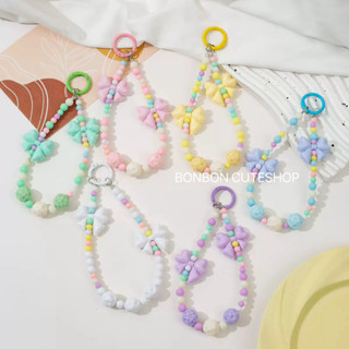 [ส่งไวจากกทม]สายคล้องมือถือลูกปัดสีพาสเทล ที่ห้อยมือถือน่ารั…