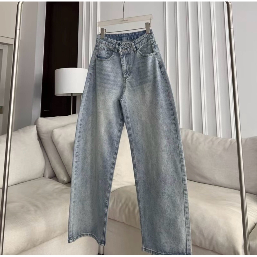 มือ2 กางเกงยีนส์ PROMTHONG PTJ30236 Bubble Barrel Mid-rise