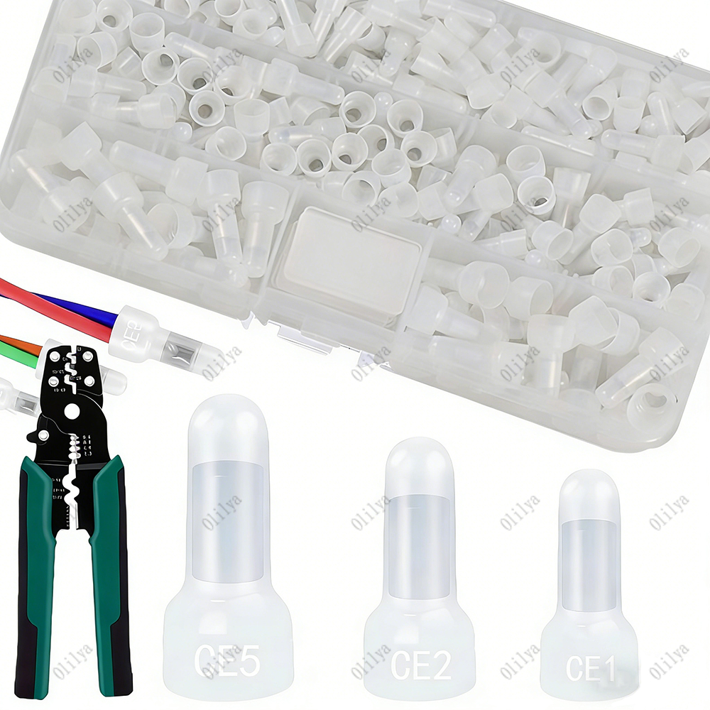 หัวหมวกต่อสายไฟ แบบย้ำ CE1 CE2 CE5 250ตัว หัวหมวก ต่อสายไฟ หัวหมวกย้ำสายไฟ CLOSED-END CONNECTOR
