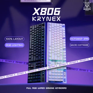 NUBWO คีย์บอร์ดเกมมิ่ง X806 100% Hot-Swap CIY Mechanical RGB 16 โหมด พร้อม Knob ปรับเสียง