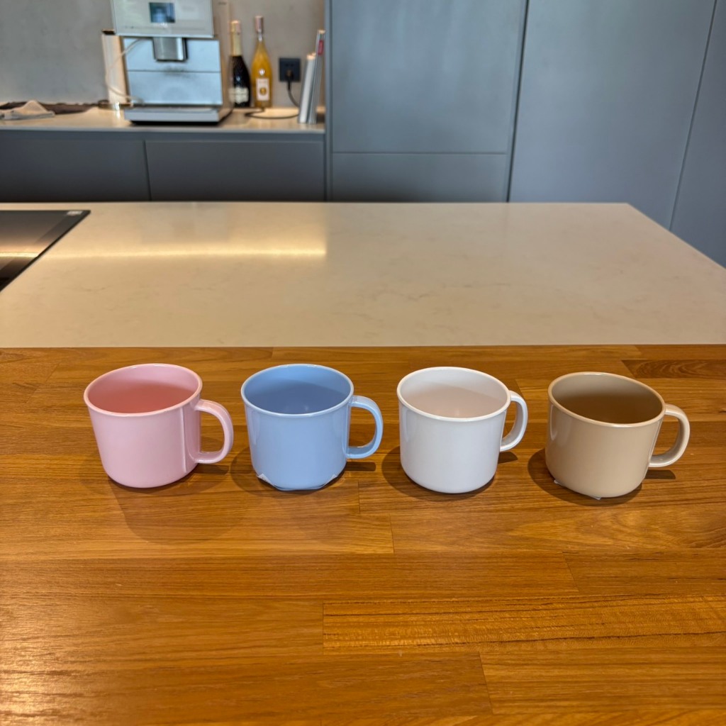 (Unica) C994-3 ถ้วยน้ำมีหู ขนาด 3 นิ้ว  มี 4 สี ครีมขาว/ฟ้า/ชมพู/ไมโล