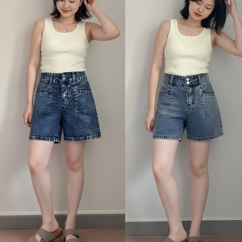 Beautified 🎐กางเกงยีนส์ขาสั้น สไตล์วินเทจแฟชั่น เอวสูงทรงเอ กางเกงฤดูร้อนดูผอม สองสี🎐#Shorts