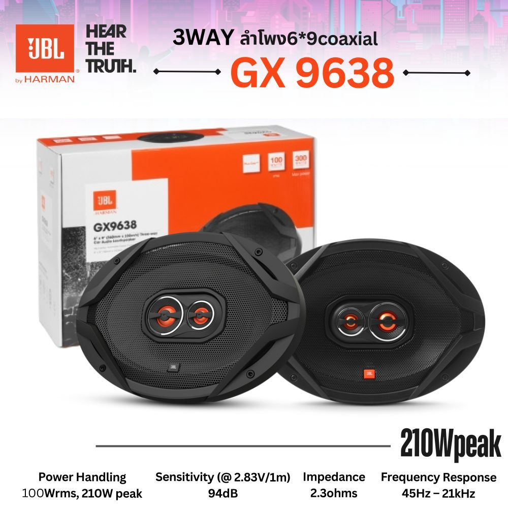 JBL GX-6938 ขนาด 6x9 นิ้ว ลำโพงแกนร่วมคุณภาพจาก JBL ให้พลังเสียงเต็มอารมณ์ เบสลงลึก เสียงกลางชัด แหล