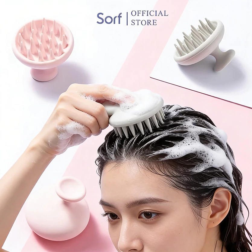 Sorf แปรงสระผม Scalp Massager Shampoo Brush สระผมให้สะอาดยิ่งขึ้น วัสดุจากข้าวสาลีเป็นมิตรกับสิ่งแวดล้อม นวดหนังศีรษะ