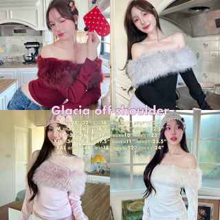 Cintage♡ CT2160 ปาดไหล่แขนยาวขนglacia08 💘