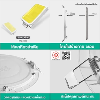 โคมไฟดาวน์ไลท์ ฝังฝ้า Panel Light LED 6W 9W 12W 18W ดาวน์ไลท์ กลม ติดเพดาน แสงเดย์และแสงวอร์ม จัดส่งที่รวดเร็ว COD