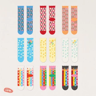 blooming socks ถุงเท้าข้อกลาง ลายดอกไม้ สีสันสดใส givememuseums