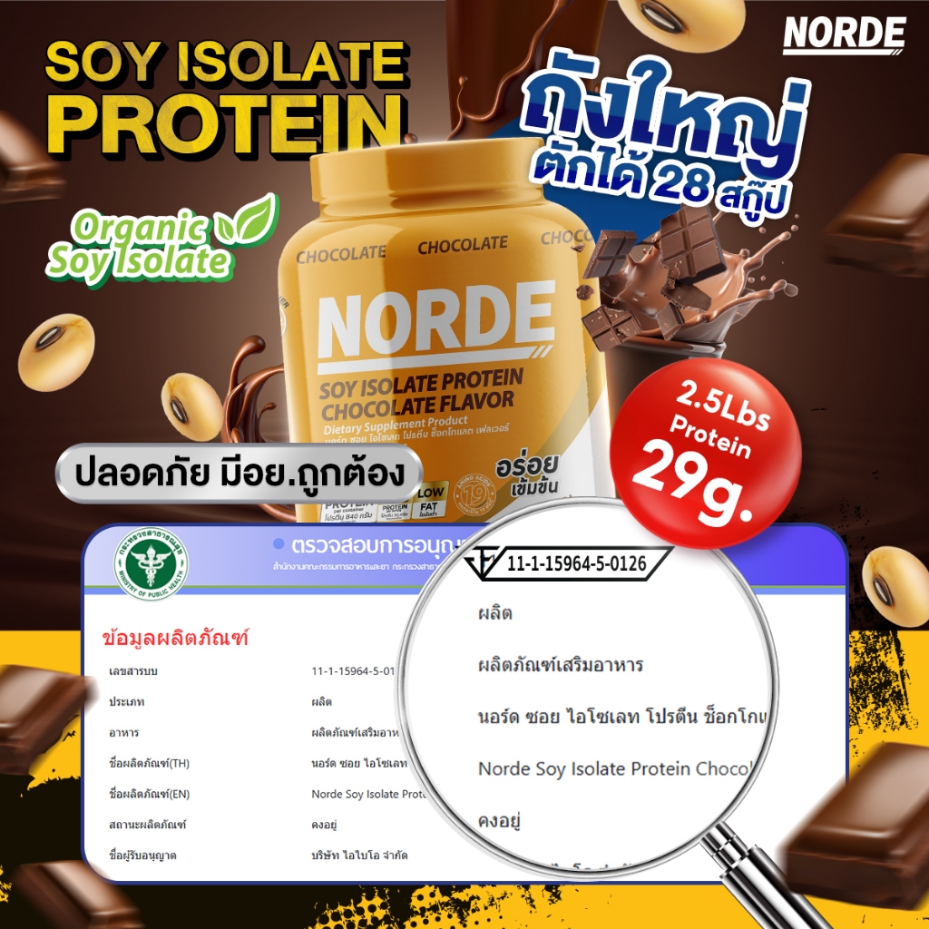 Norde Soy protein โปรตีนถั่วเหลือง ออริจินอล ซอยโปรตีน ไอโซเลท โปรตีน 30g อร่อย ดื่มง่าย  | 2.5ปอนด์ - รูปที่ 6