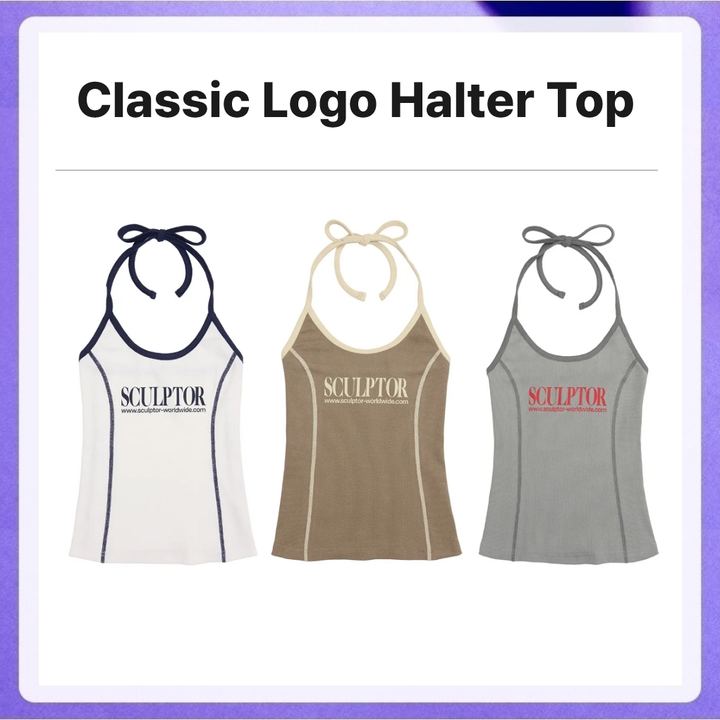 Sculptor Classic Logo Halter Top (Mocha, White, Gray)