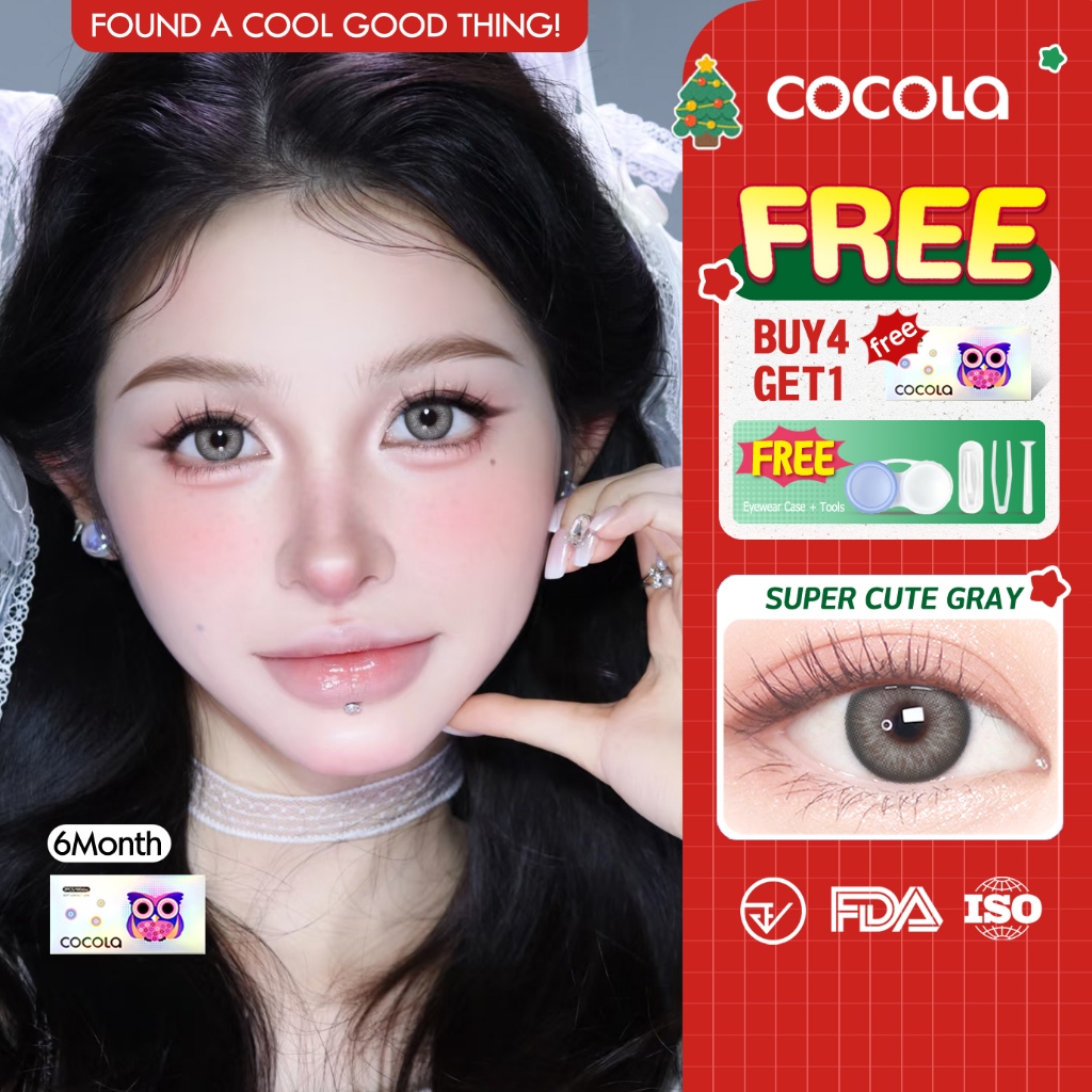 【Buy 5 Get 1 Free】COCOLA  คอนแทคเลนส์ Lilya Gray / Rainy Night Black🌷 6เดือน ใส่สวยทุกโอกาส ,HC1197-5