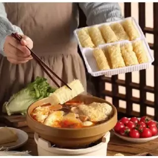 ฟองเต้าหู้ม้วนทอด แพ็คละ10ม้วน ทานคู่กับชาบูหม่าล่า อร่อยสุดๆ ขนาด120g 响钤巻