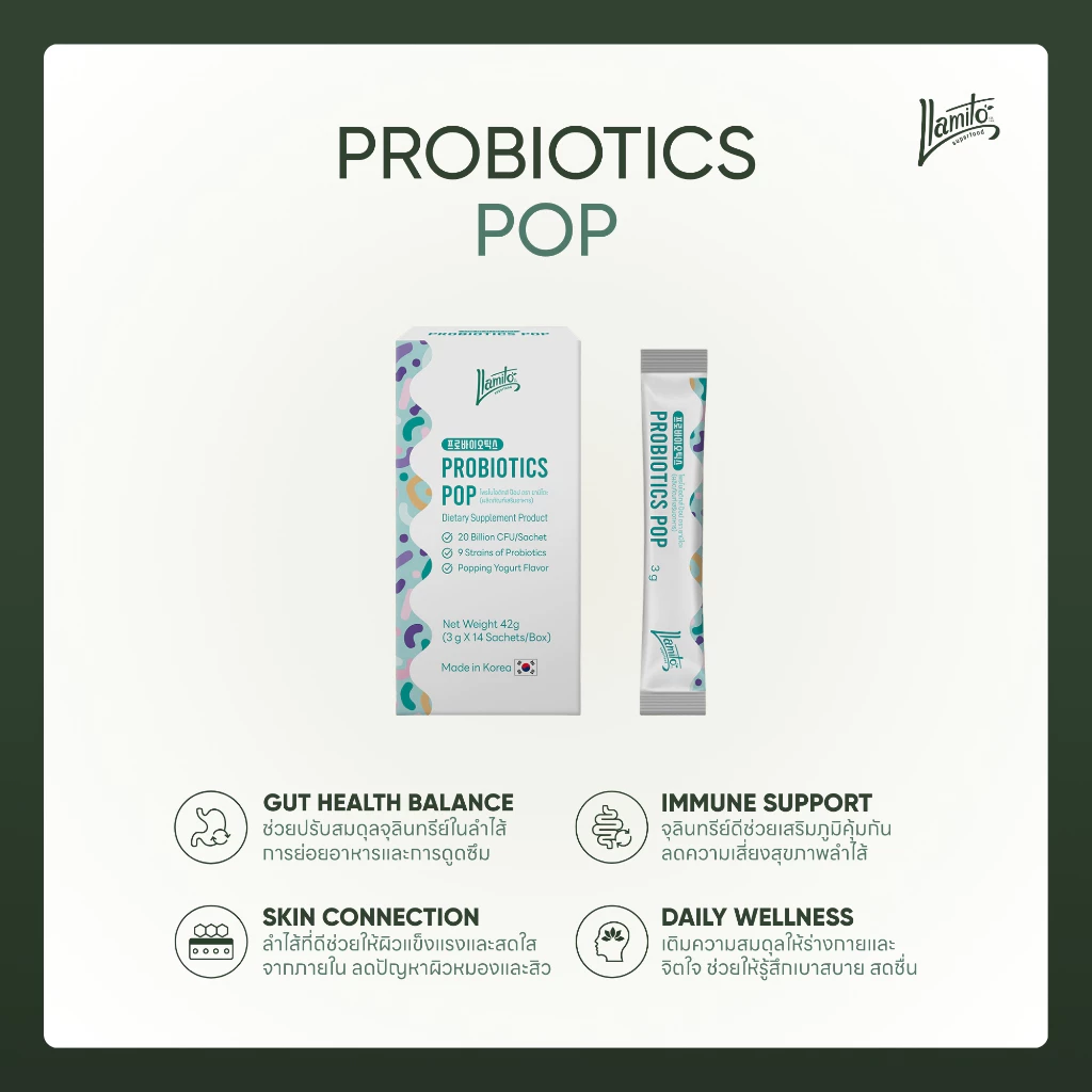 Llamito โพรไบโอติกส์ ป๊อป ตรา ยามิโตะ (ผลิตภัณฑ์เสริมอาหาร) Probiotics Pop (Llamito Brand) thumbnail 3