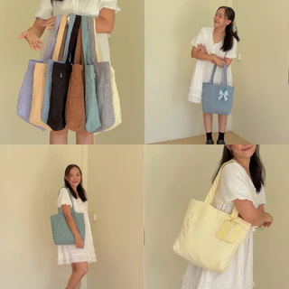 [พร้อมส่ง] sew.sister กระเป๋าผ้าลูกฟูก ผลิตเองในไทย made in Thailand กระเป๋าไปเรียน ใส่เอสี่ได้ จุได้เยอะแข็งแรง