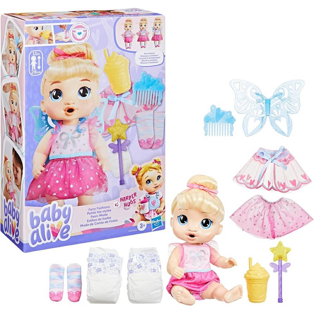 💕ของแท้ พร้อมส่ง💕Baby Alive Fairy Fashions Harper Hugs Doll ตุ๊กตาเบบี้อะไลฟ์ กินน้ำ เปลี่ยนแพมเพิสไ