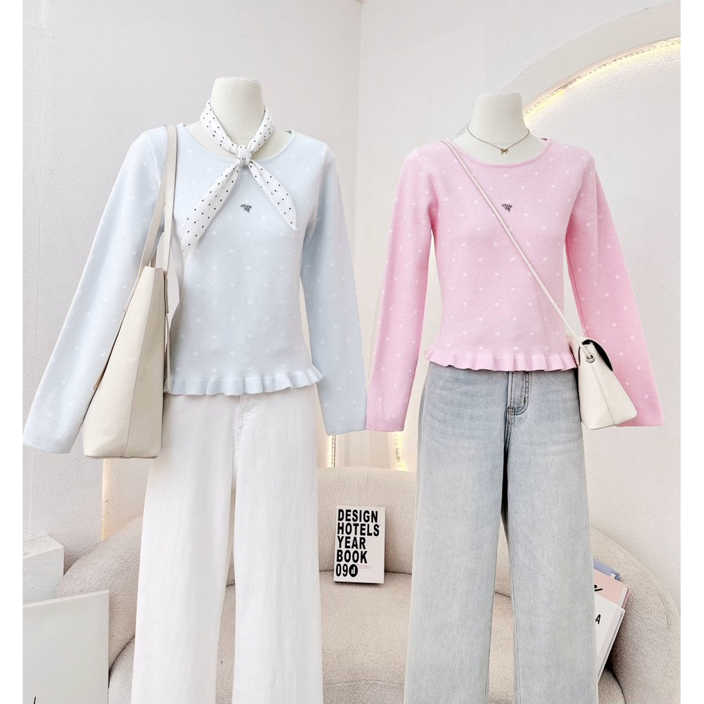 WA YA เสื้อคาดิแกนไหมพรม กระดุมหน้า